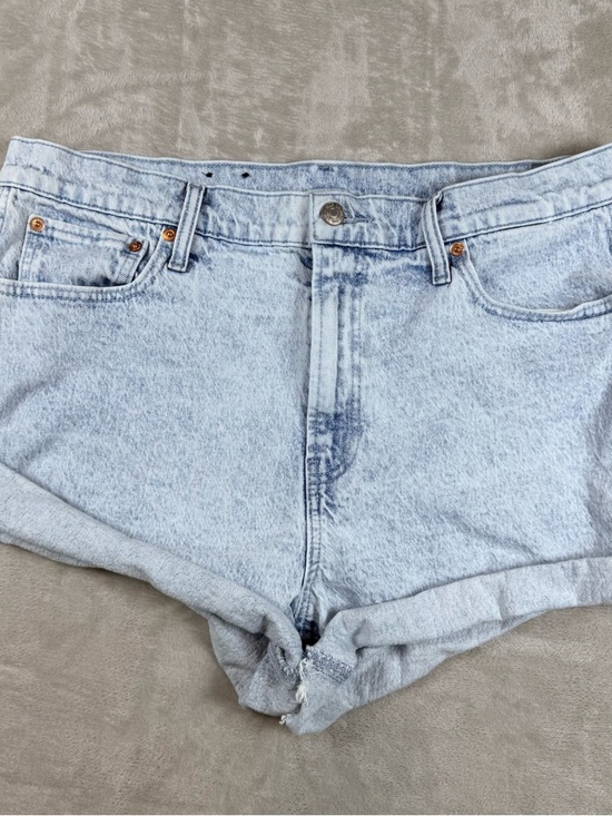 GAP Pants - GAP High Rise Cheeky Denim Shorts 33 Light Wash Acid Wash 3” Inseam Raw Hem